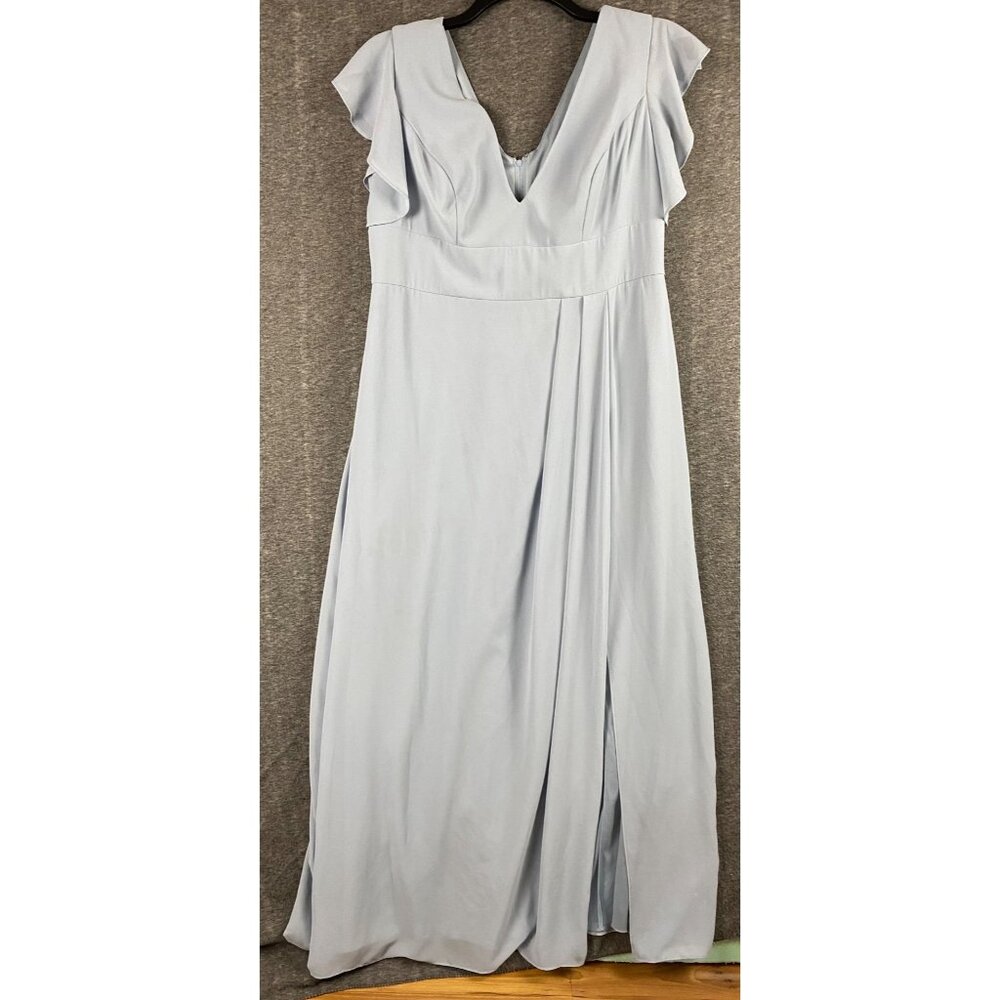 Celebrate DB Studio Dusty Blue Bridesmaid Dress Size 16 F20065 Flutter‎ Sleeves